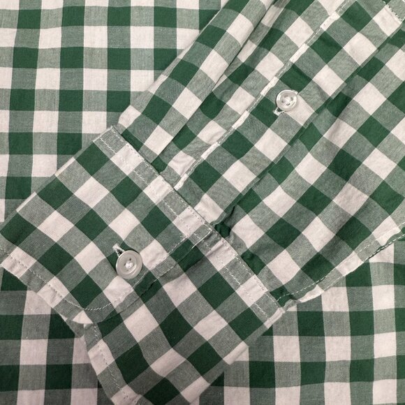 Men's J. CREW Green Gingham Flex Washed Slim‎ Fit Dress Shirt- Size M - Picture 7 of 10